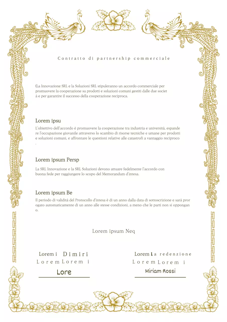 Concetto di convenzione in cornice ornata d'oro