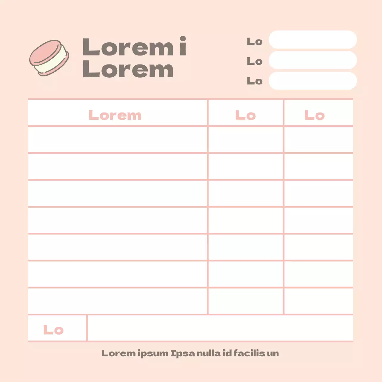 Icona rosa Modulo d'ordine ristorante carino