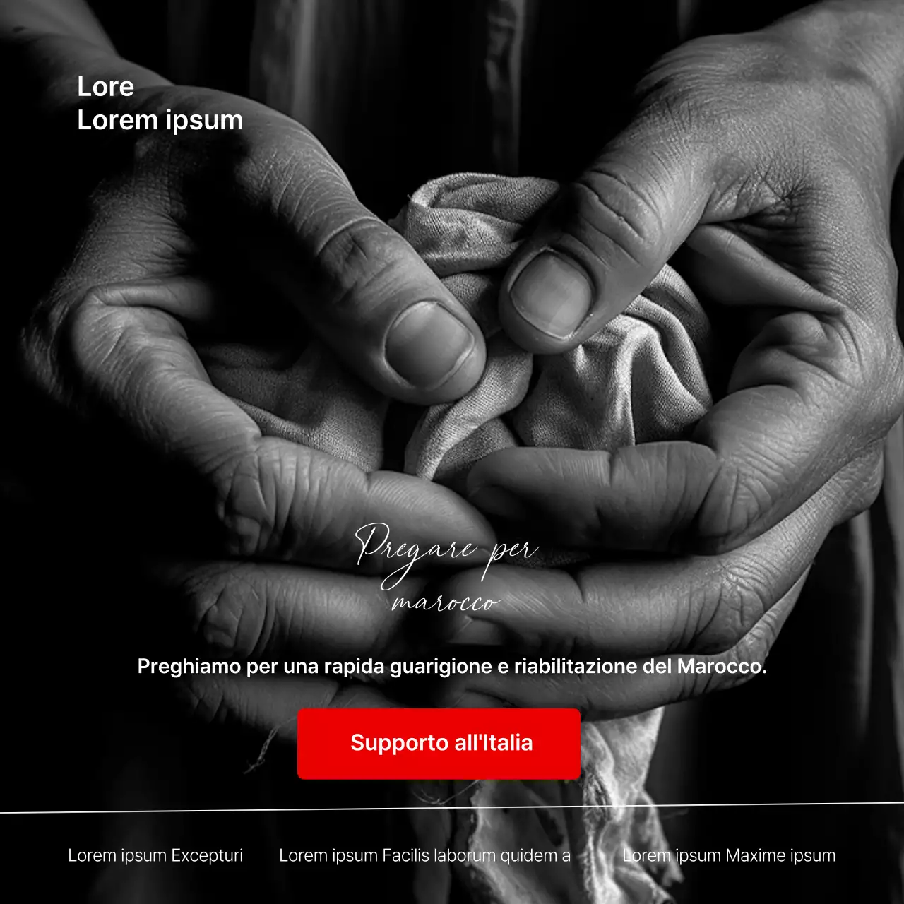 Promuovete la raccolta fondi per l'emergenza terremoto in Marocco con i colori nero e rosso.