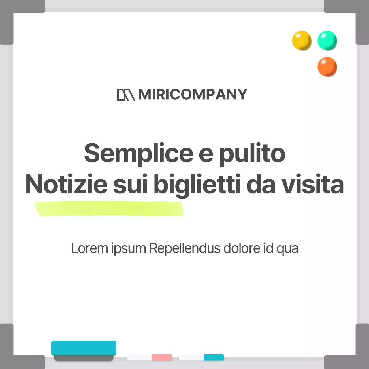Business in una cornice bianca e semplice per lavagne bianche
