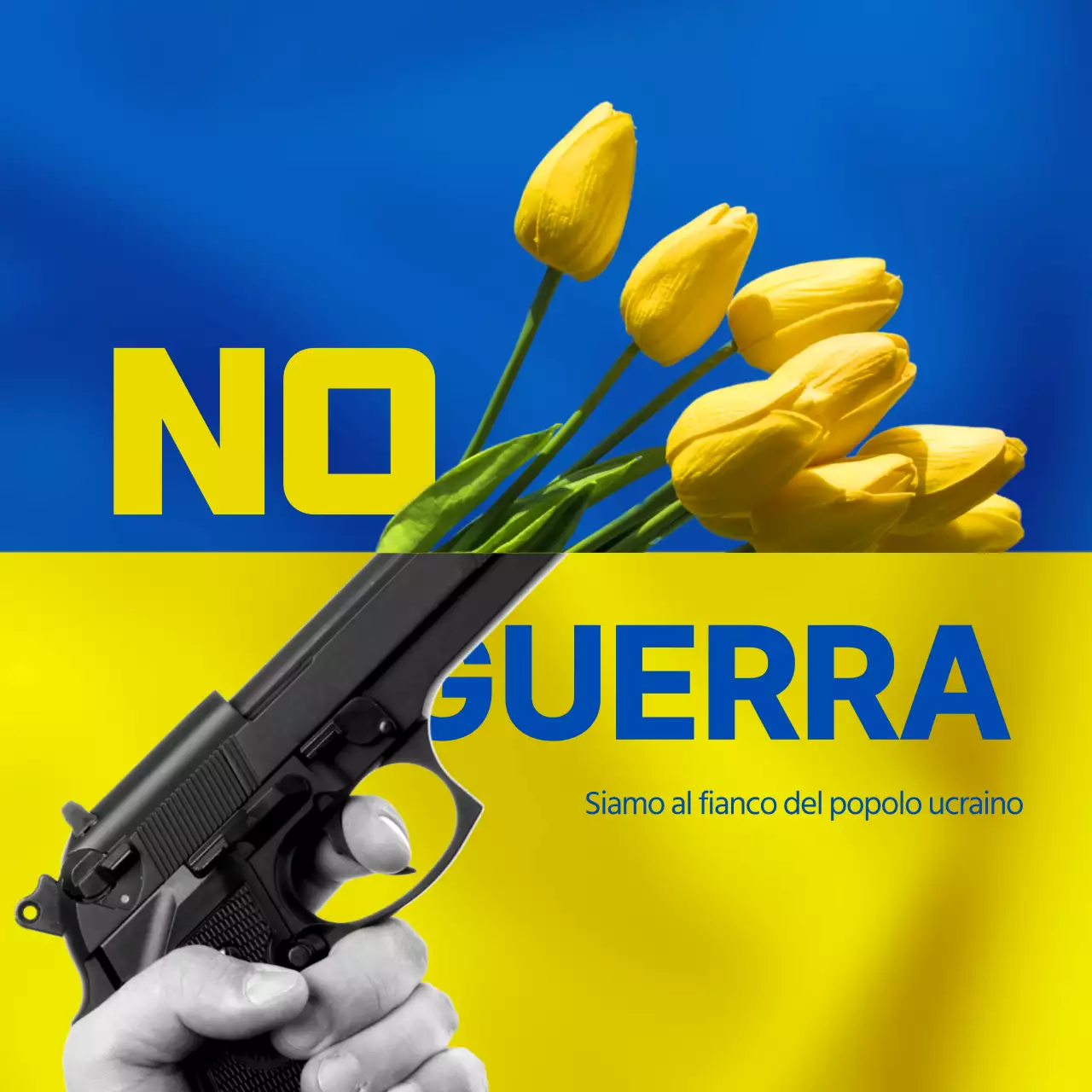 Tema fotorealistico giallo blu contro la guerra per l'Ucraina