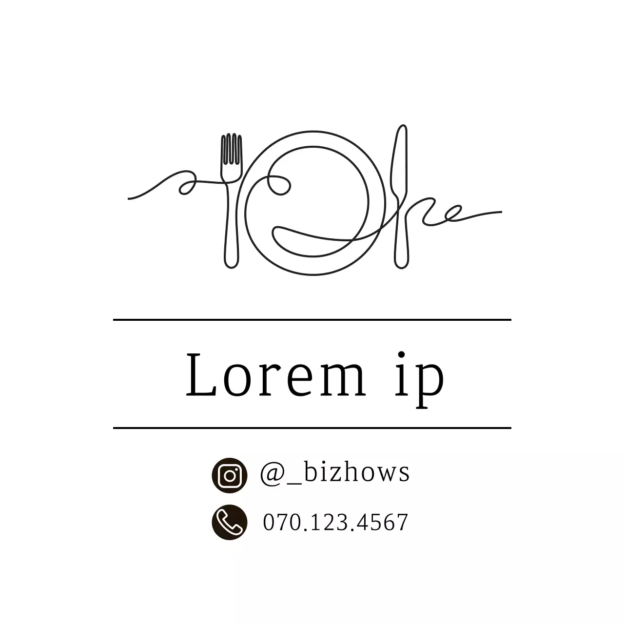 Label restoran sederhana dengan ilustrasi putih