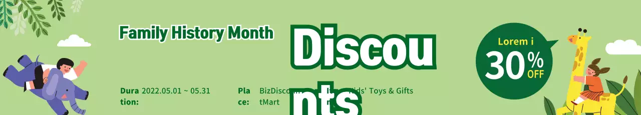 Banner de promoção da família verde brincalhona