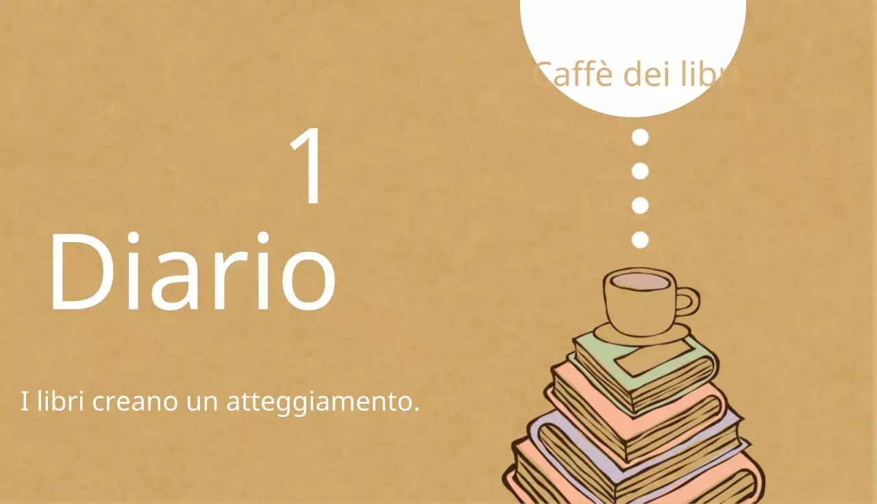 Biglietto da visita per caffè di ispirazione vintage con illustrazione di libro e tazza marrone