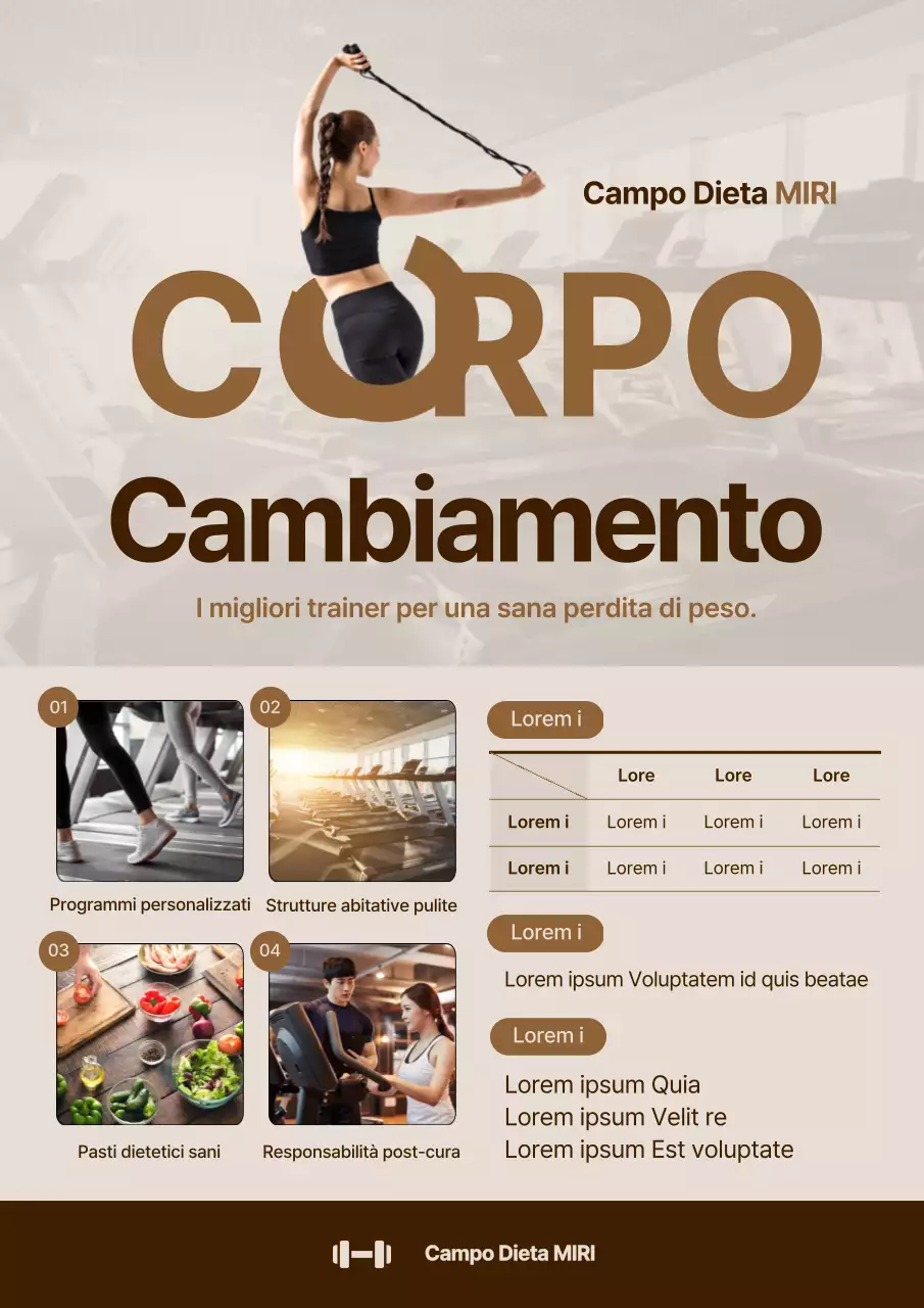 Promuovere campi dietetici in beige e marrone