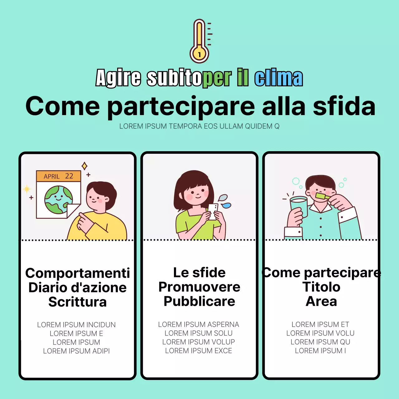 Promuovere una semplice sfida d'azione per il clima in magenta e giallo