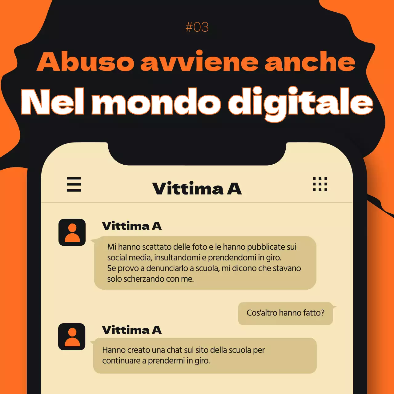Promozione dell'eliminazione della violenza scolastica in arancione