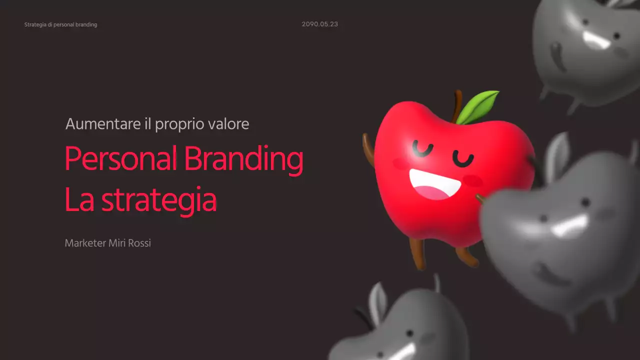 Tema strategico per il personal branding con sfondo nero e accenti rosa caldo