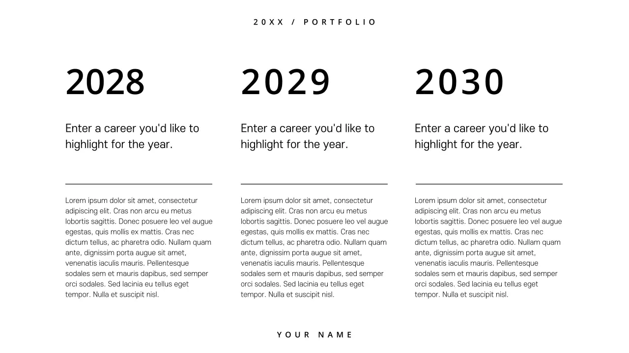 Apresentação de portfólio minimalista preto