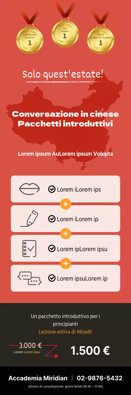 Guida al pacchetto introduttivo della scuola di cinese in stile semplice rosso e nero