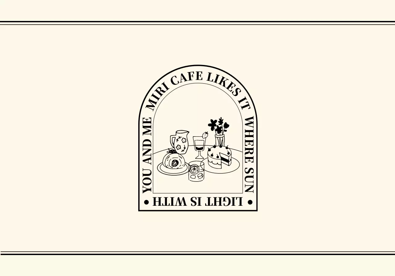 Cafe concept with emotional and classy line illustrations in ivory and black.