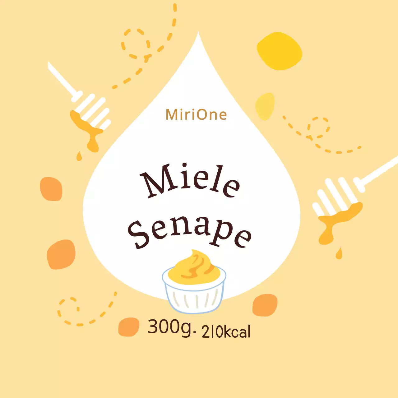 Adesivi per salse con cerchio giallo miele e mostarda