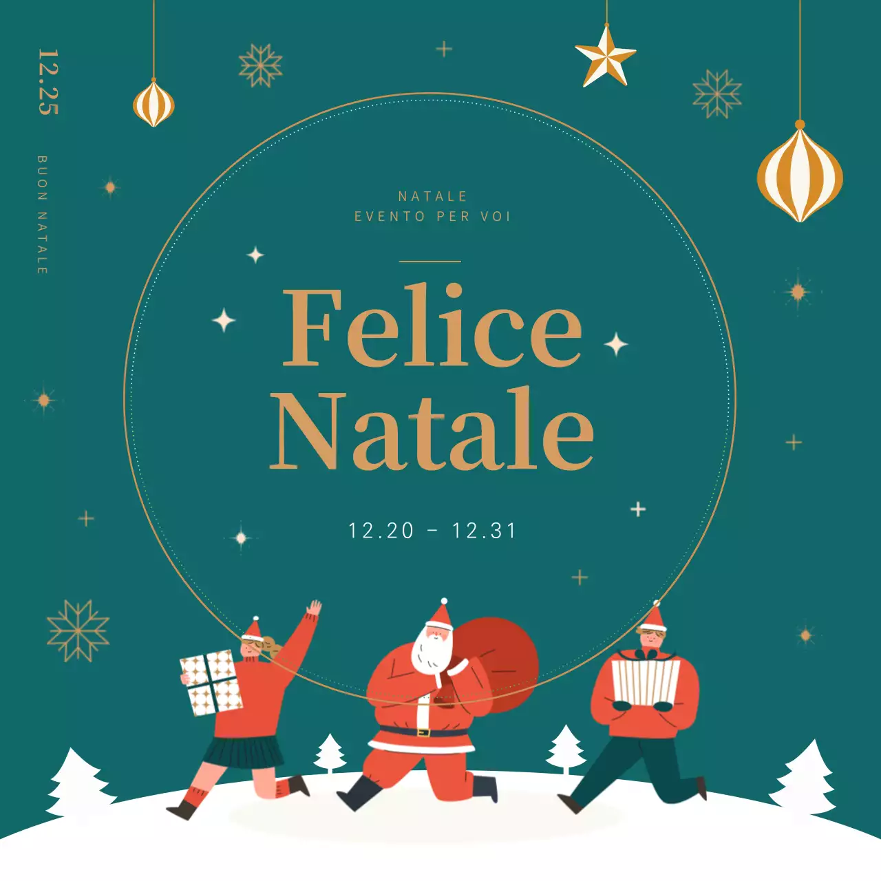 Striscione di Babbo Natale in verde e giallo