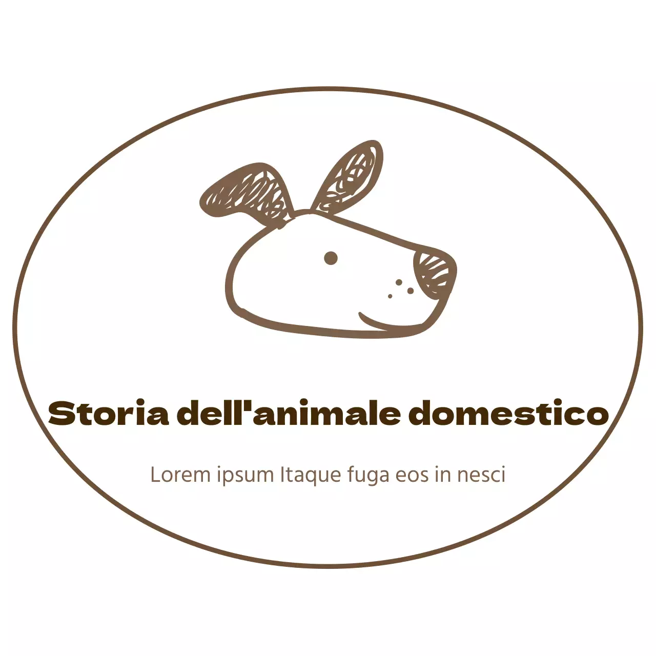 Illustrazione di un cucciolo carino in colore marrone, logo concettuale per la promozione di un negozio