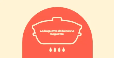 Baguette della nonna in balsa con forme arcuate rosse su sfondo avorio