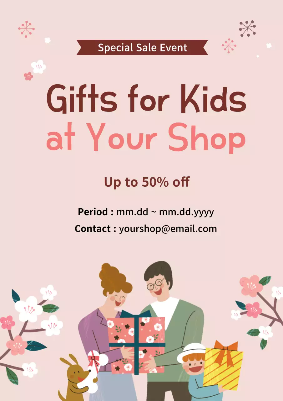 Beige Simple Kids Sale Promotion Poster