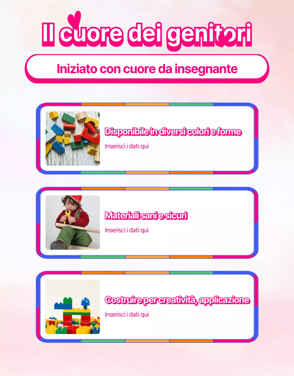 Materiale promozionale della parrocchia per bambini illustrato con un arcobaleno colorato