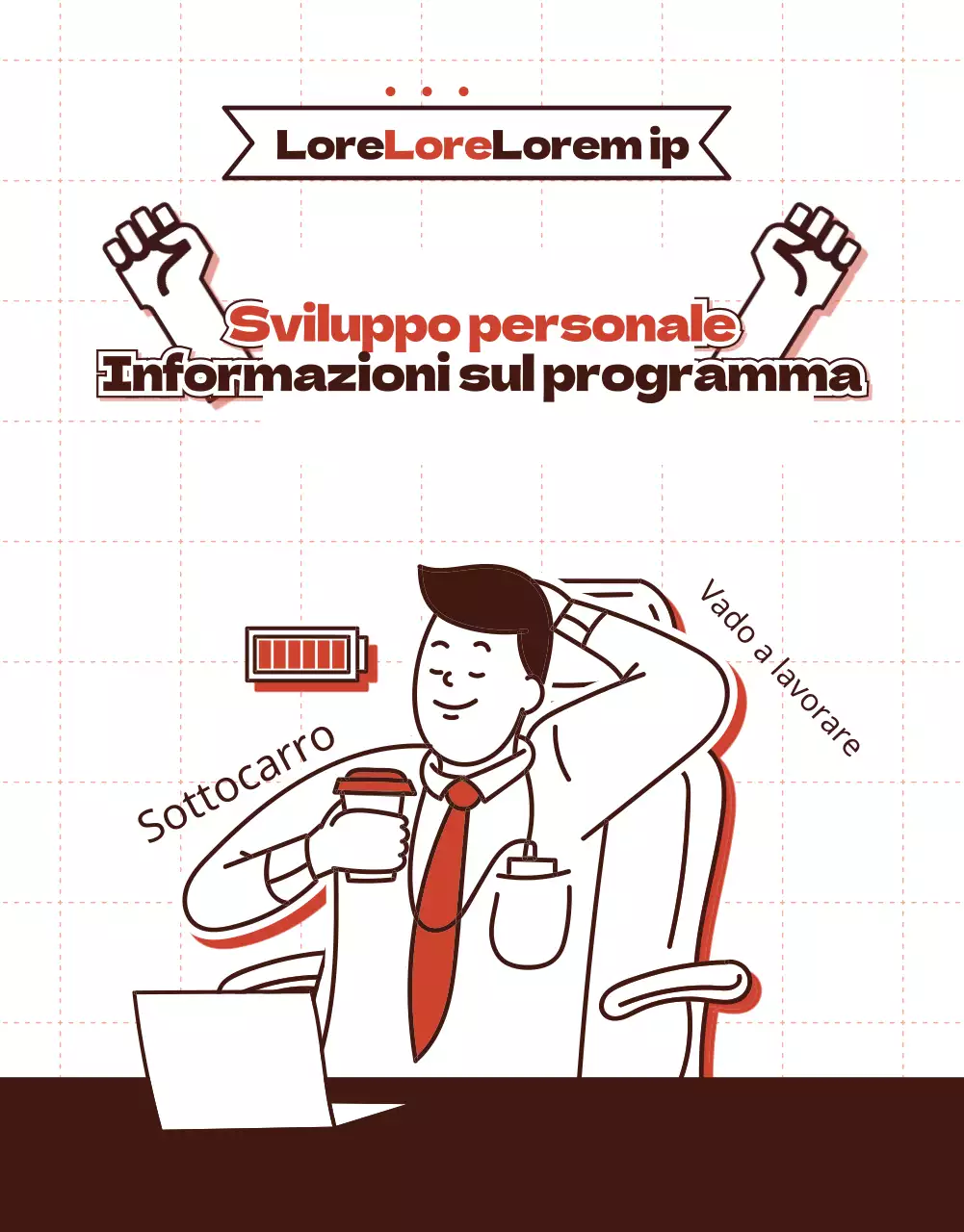 Pagina informativa del programma di sviluppo personale con punti rossi