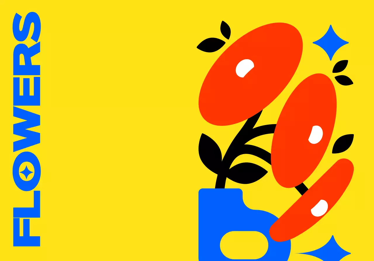 Gaya ilustrasi bunga yang lucu, penuh warna, dan trendi untuk barang-barang pribadi