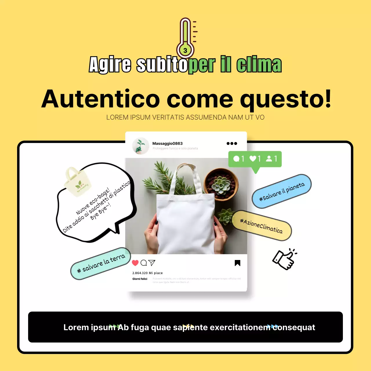 Promuovere una semplice sfida d'azione per il clima in magenta e giallo