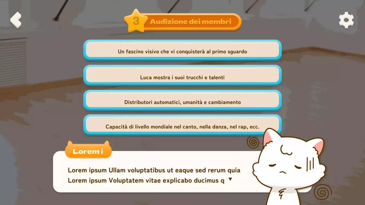 Simulazione della gestione degli idoli basata sulle scelte con un concetto di gioco mobile