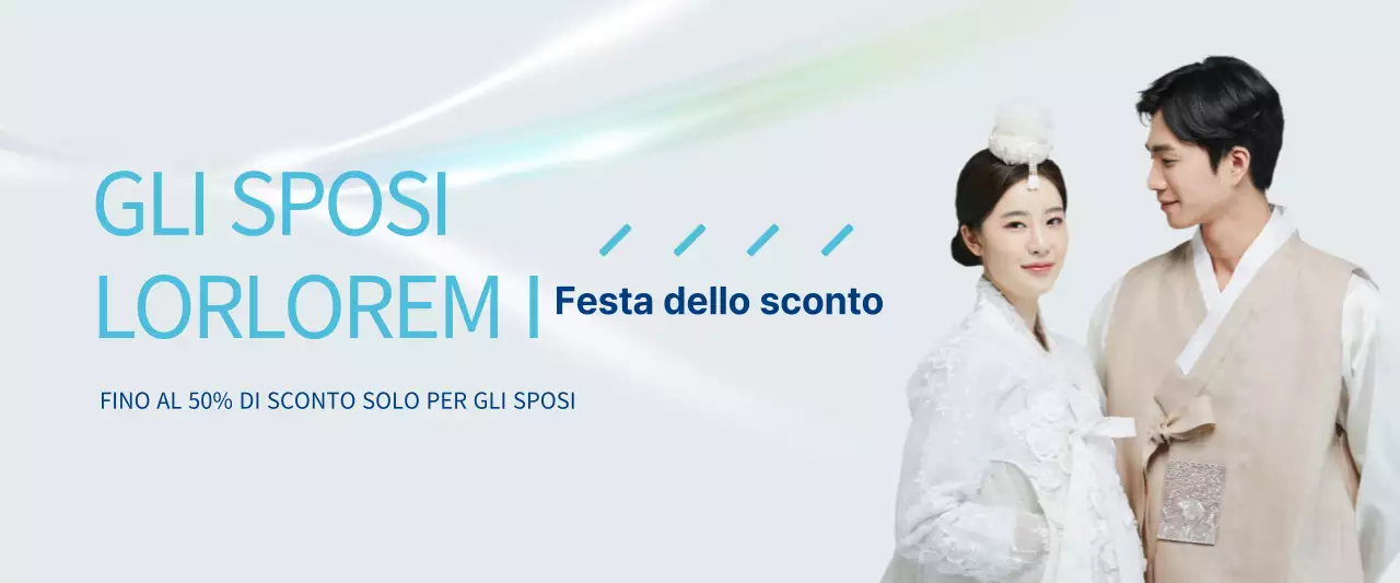 Striscione di vendita di elettrodomestici estivi Newlyweds in blu e azzurro