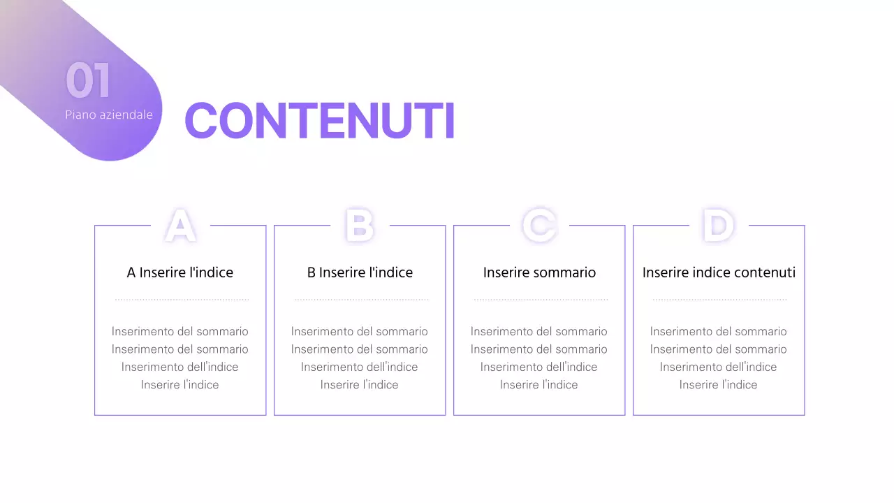 Piano aziendale di semplice concezione giallo-viola