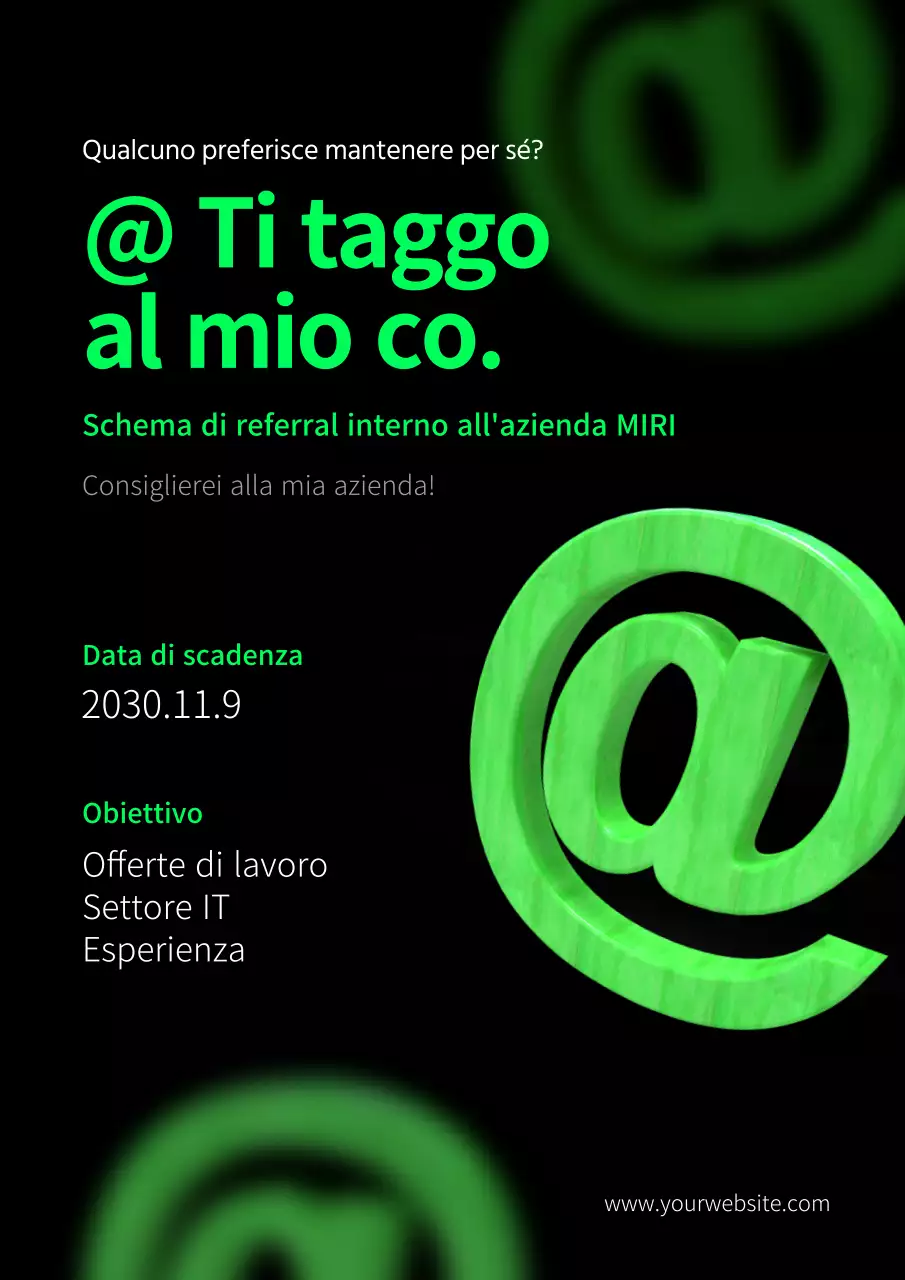 Poster verticale fluorescente verde lime e nero per l'ufficio di collocamento dei talenti