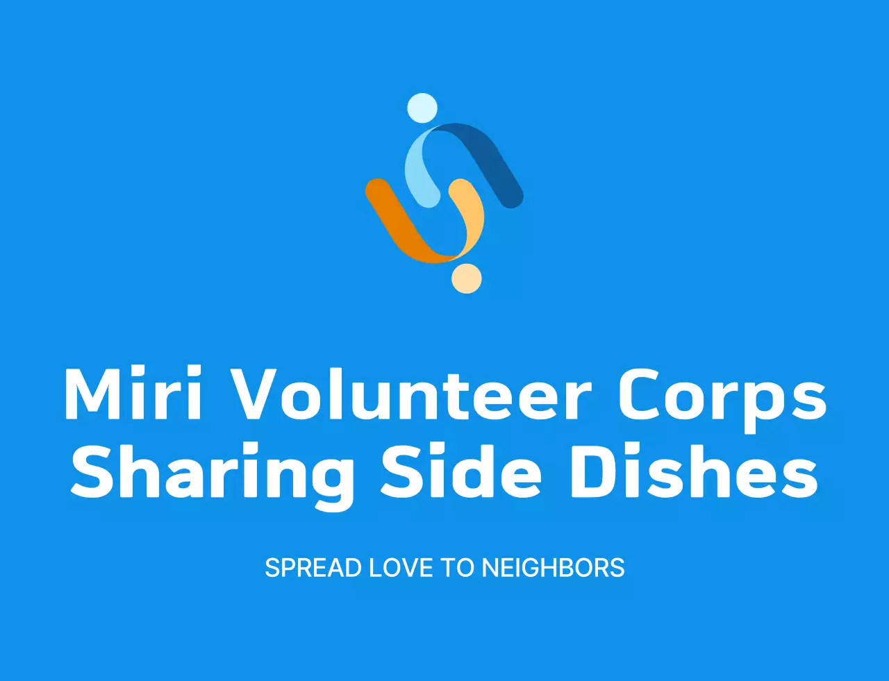 Rompi relawan berbagi lauk sederhana dengan logo simbol relawan berwarna biru putih dan kuning