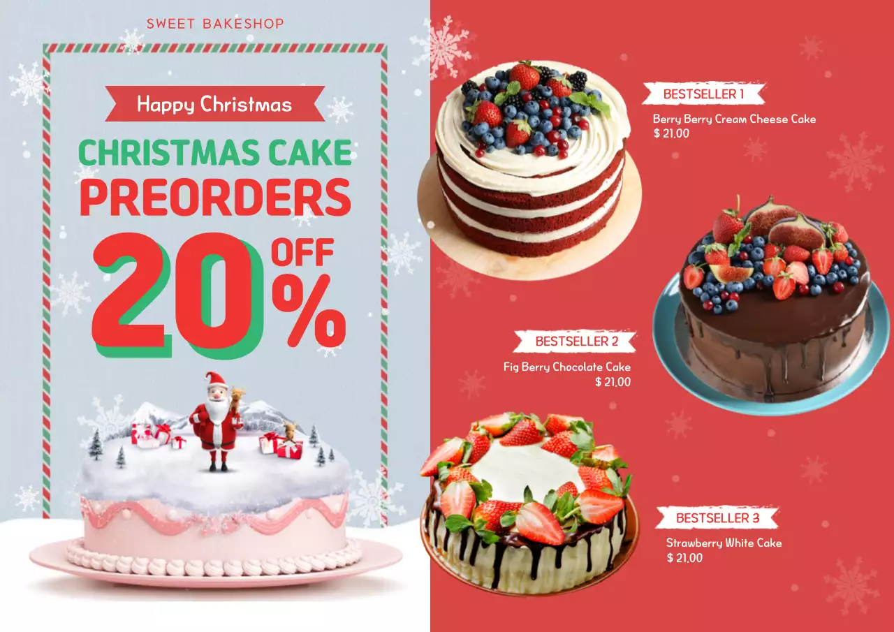 Red Festive Cake Promotion Poster