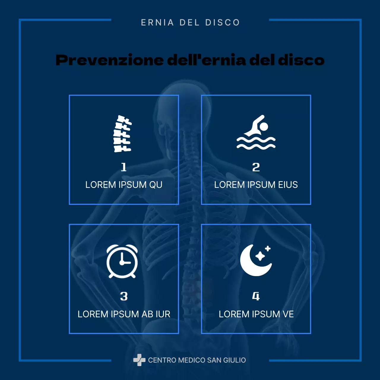 Informazioni sull'ernia del disco moderna blu e marina