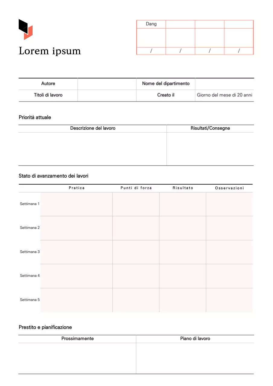 Rapporti di lavoro mensili puliti in bianco e beige