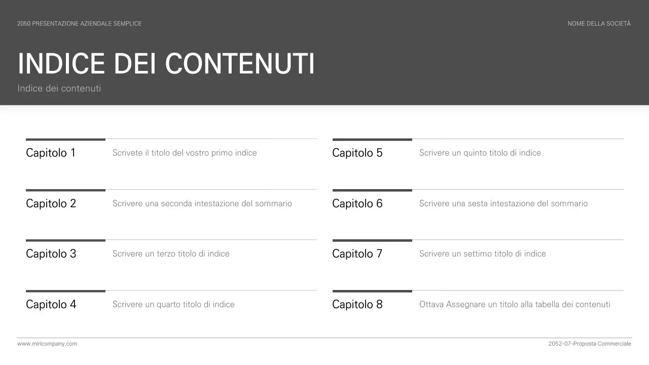 Presentazione aziendale semplice ed essenziale in bianco e nero