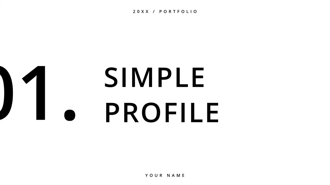 Apresentação de portfólio minimalista preto