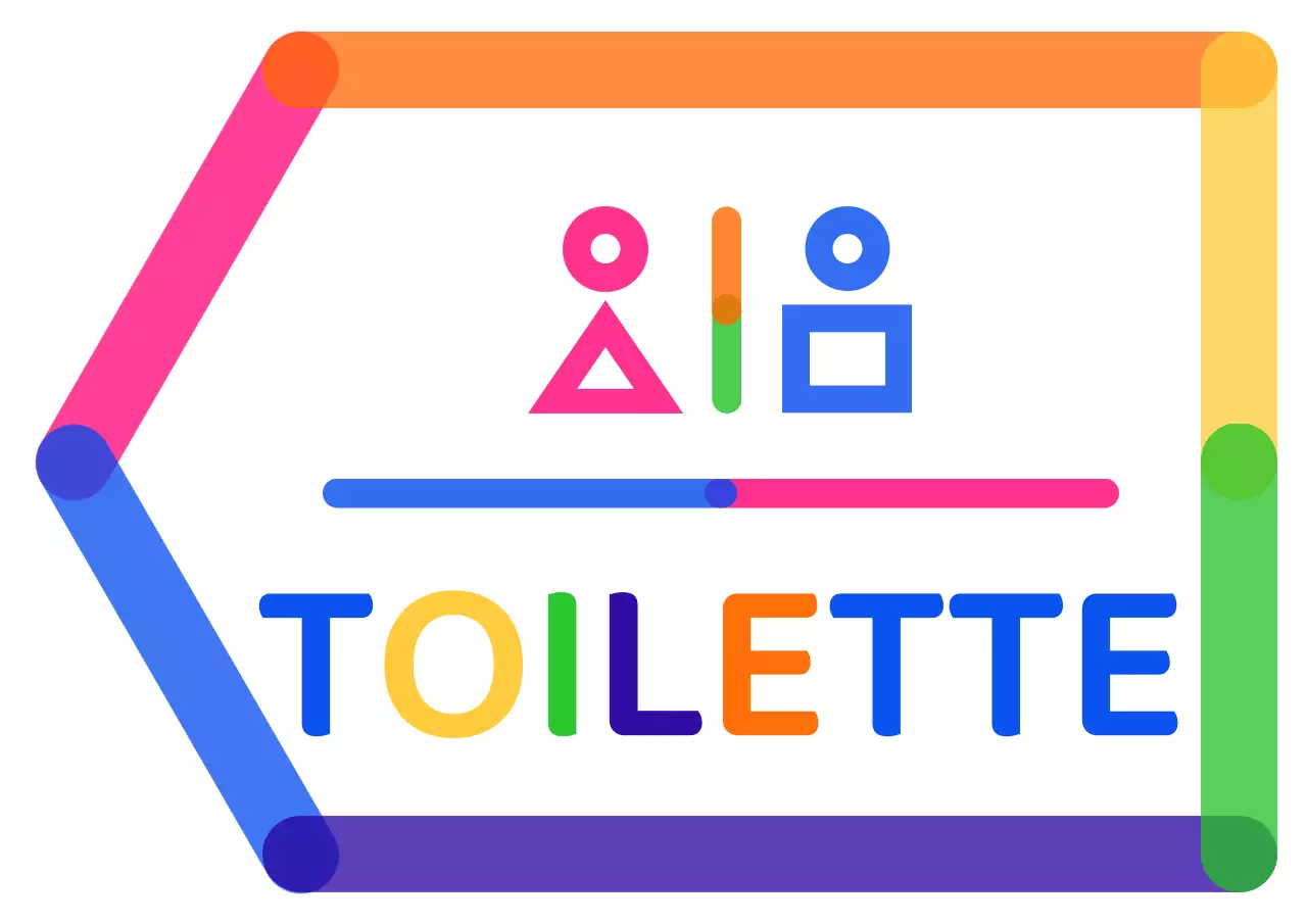 Indicazioni colorate e simpatiche di pittogrammi di toilette in stile icona