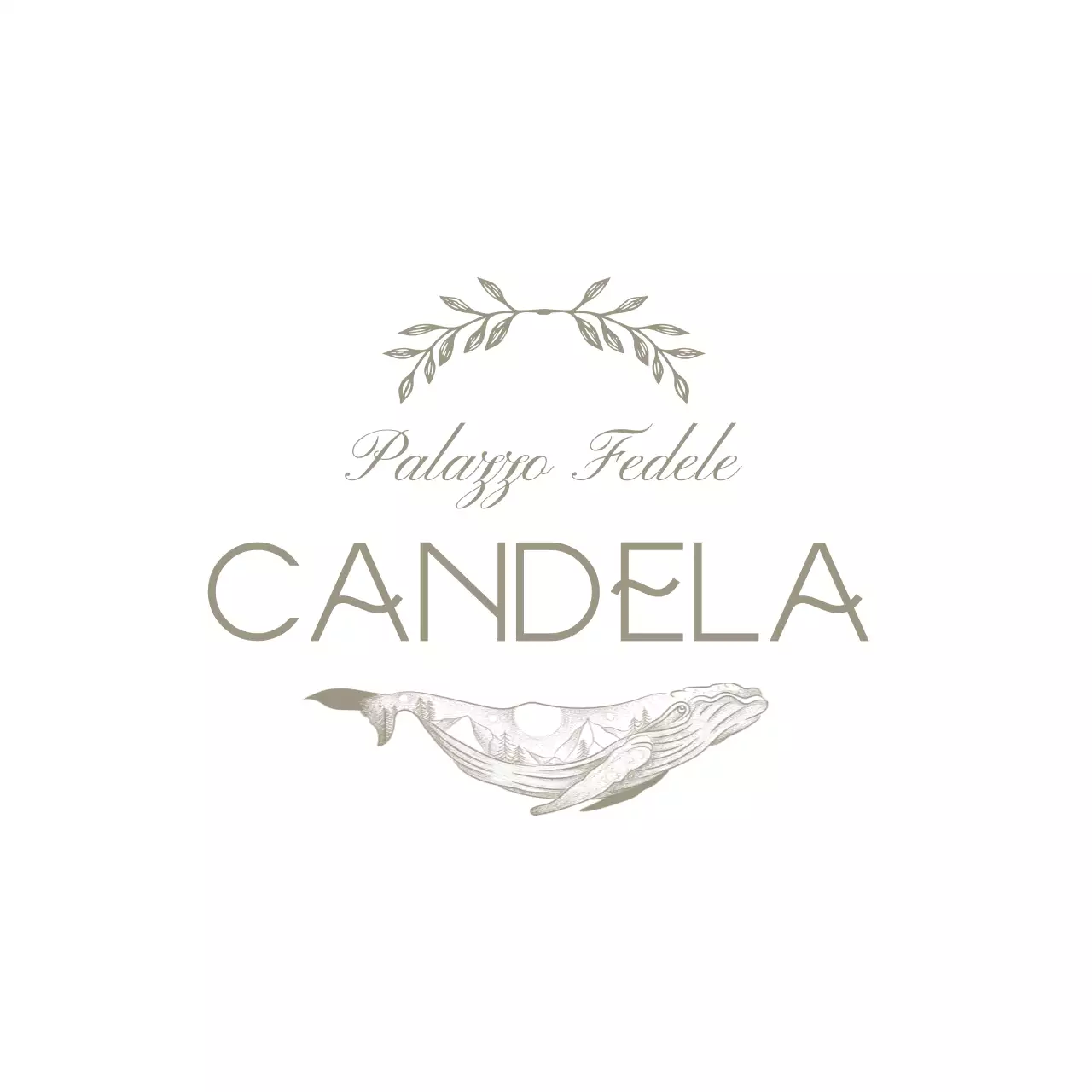 Candela di colore tortora e con una lussuosa illustrazione di testo