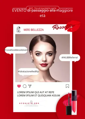 Tema cosmetico rosso Instagram coming-of-age