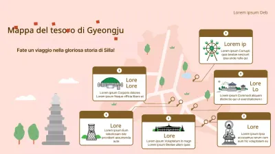 Mappa turistica della gara con enfasi dell'illustrazione rosa e marrone