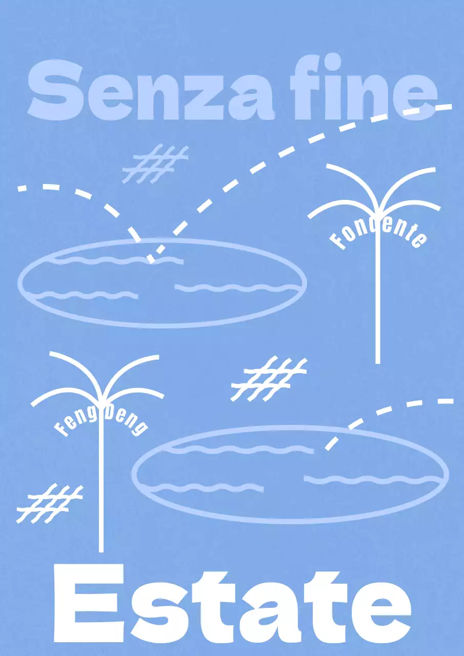 Illustrazione della linea di palma e piscina di colore azzurro