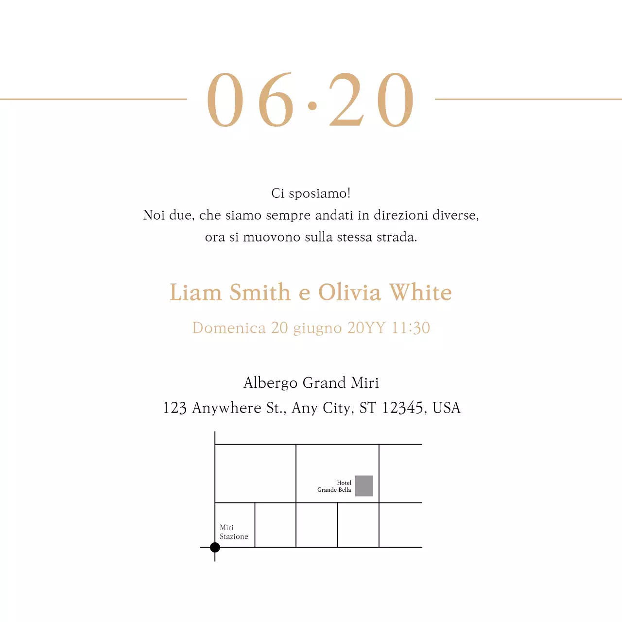 Invito di matrimonio con foto della data del matrimonio cartolina quadrata dall'aspetto pulito