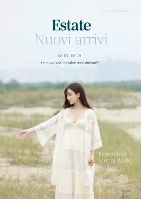 Volantino per la vendita di abbigliamento estivo semplice e ricco di foto