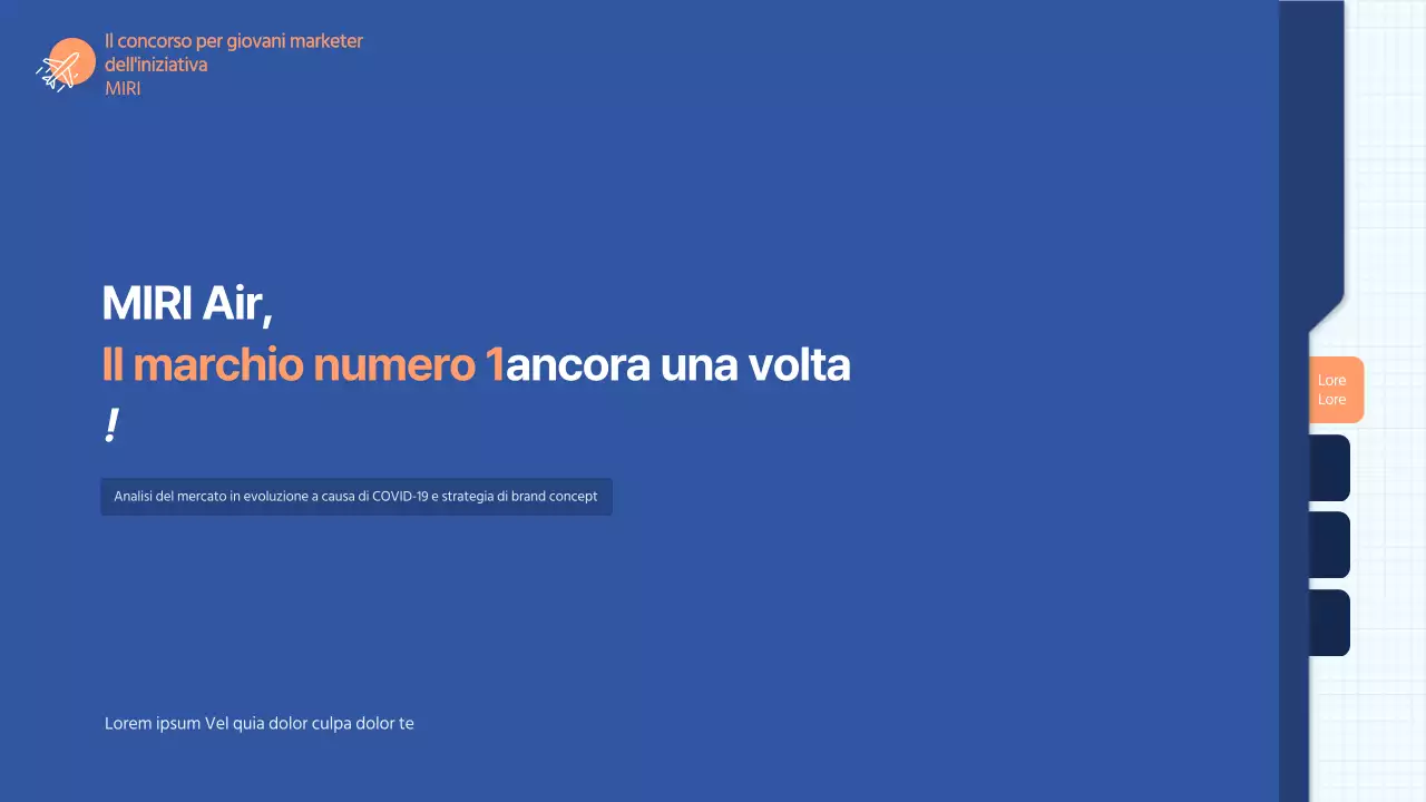 Una presentazione pulita e dai toni blu per un concorso di lancio pubblicitario