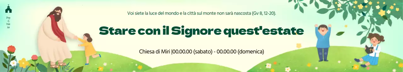 Scuola biblica in un campo con una calda atmosfera verde estiva