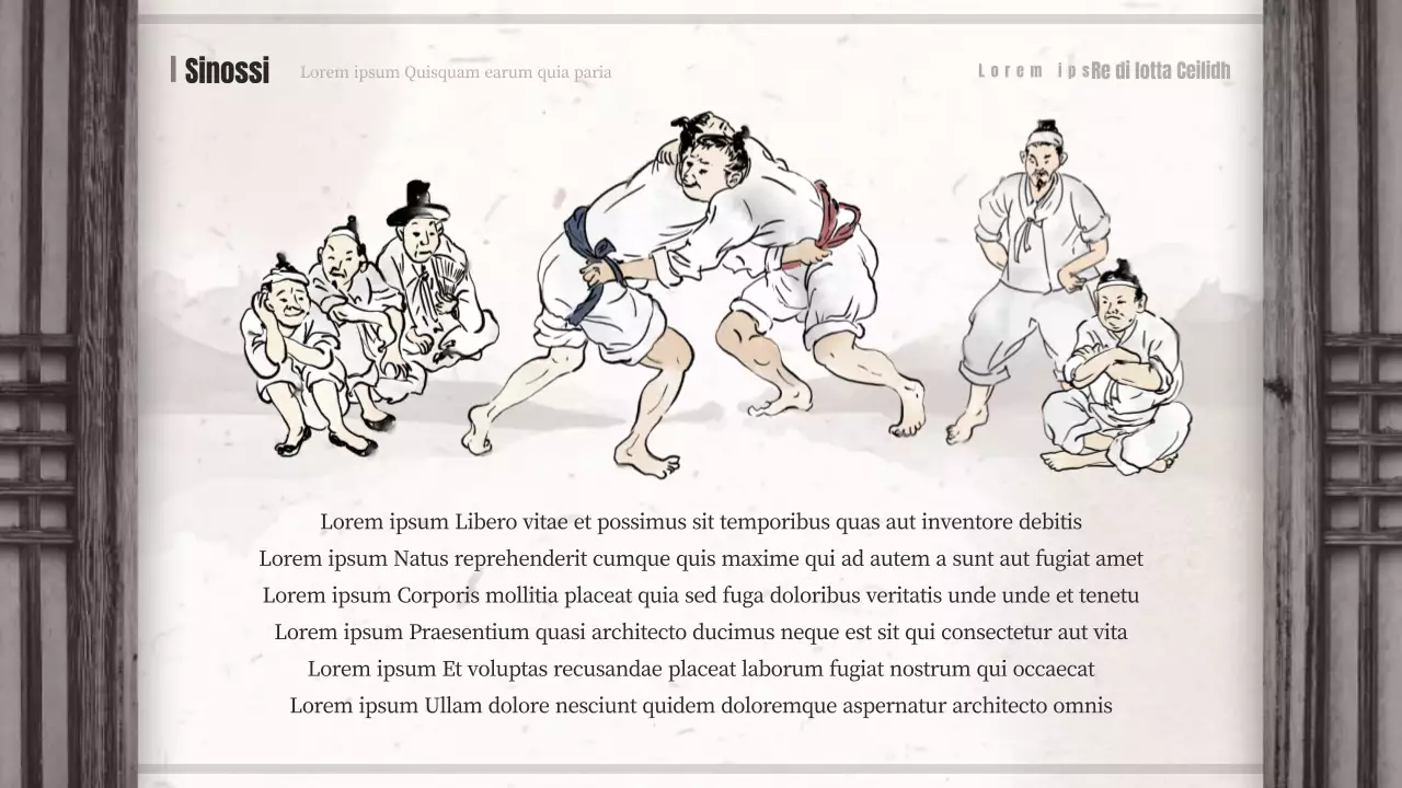 Proposta di webtoon di saghe di wrestling di concetto orientaleggiante marrone e beige