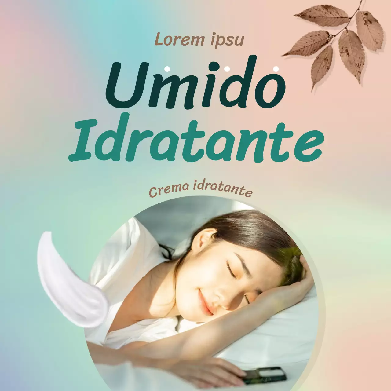 crema idratante autumn mood in marrone e turchese promozione cosmetica social media square