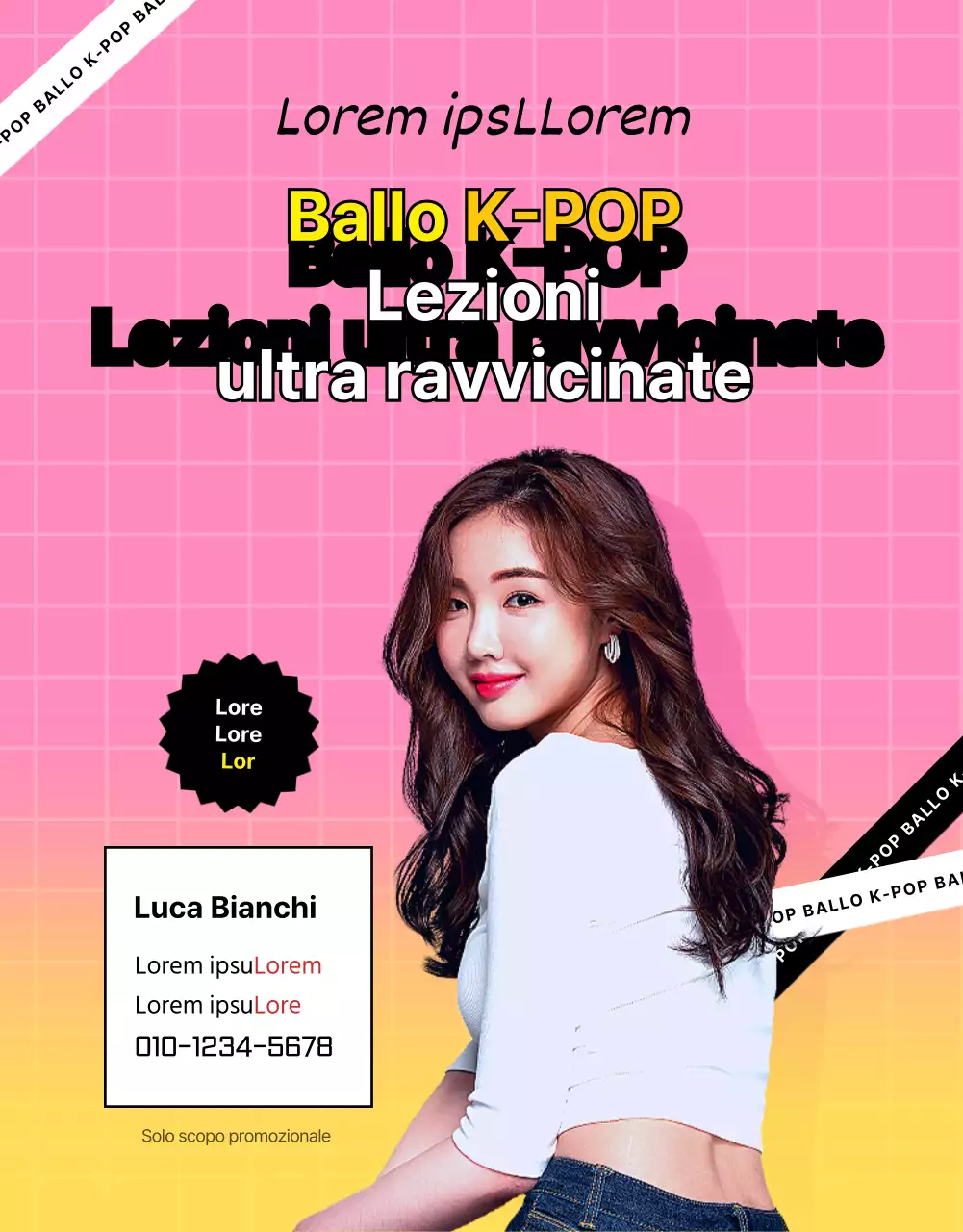 Lezioni private di danza delle idol K-pop in rosa e giallo, fresche e alla moda