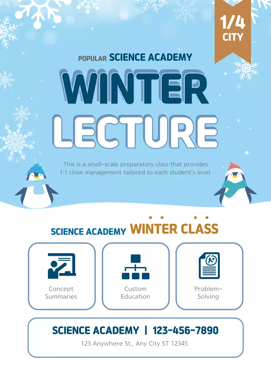 Blue Modern Winter Lecture Advertisement Poster