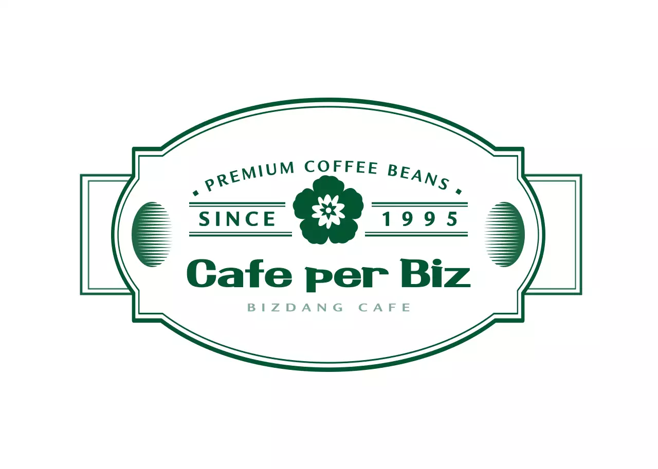 Emotional and simple cafe emblem logo style label sticker in dark green and white color scheme