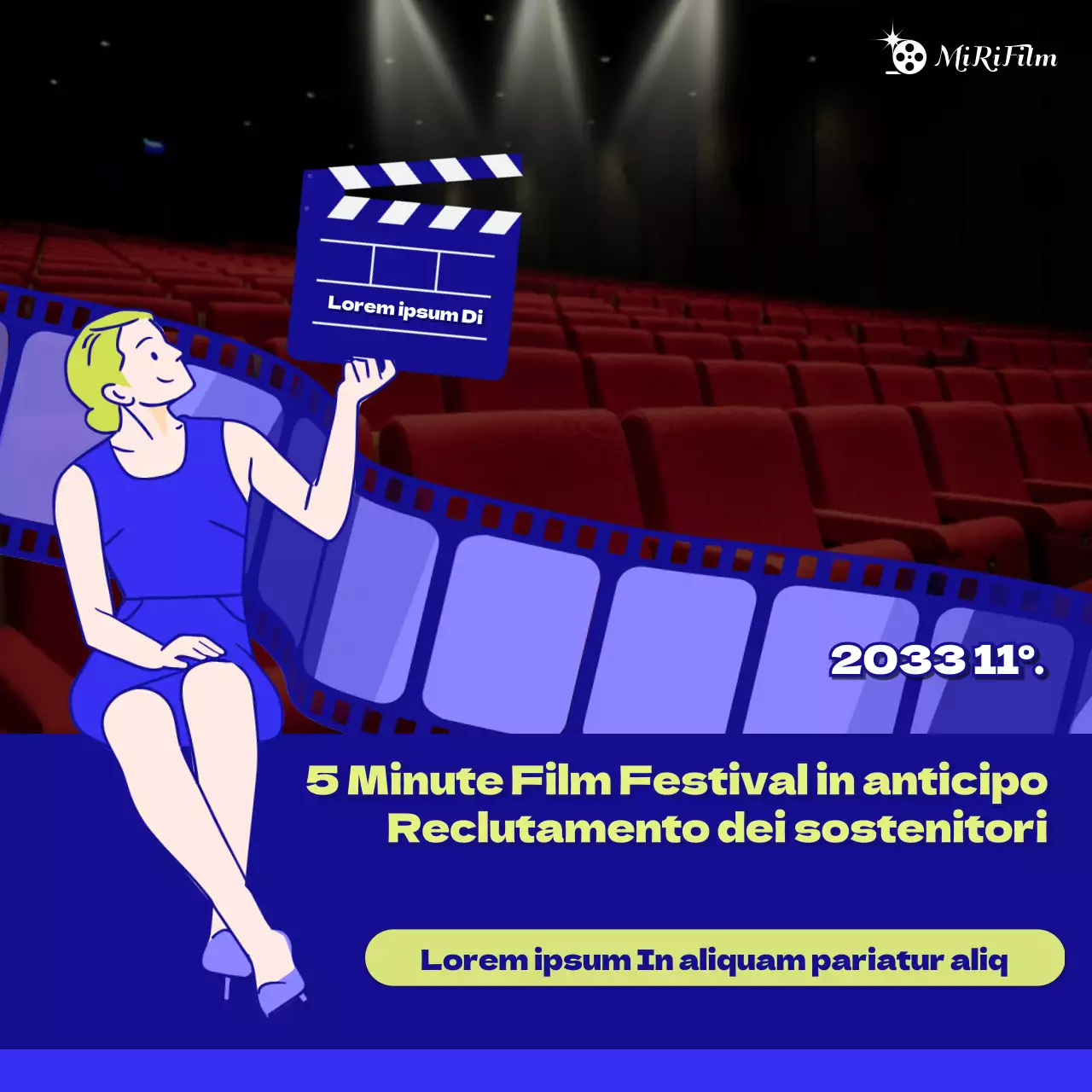 Reclutamento di sostenitori del festival del cinema blu e giallo