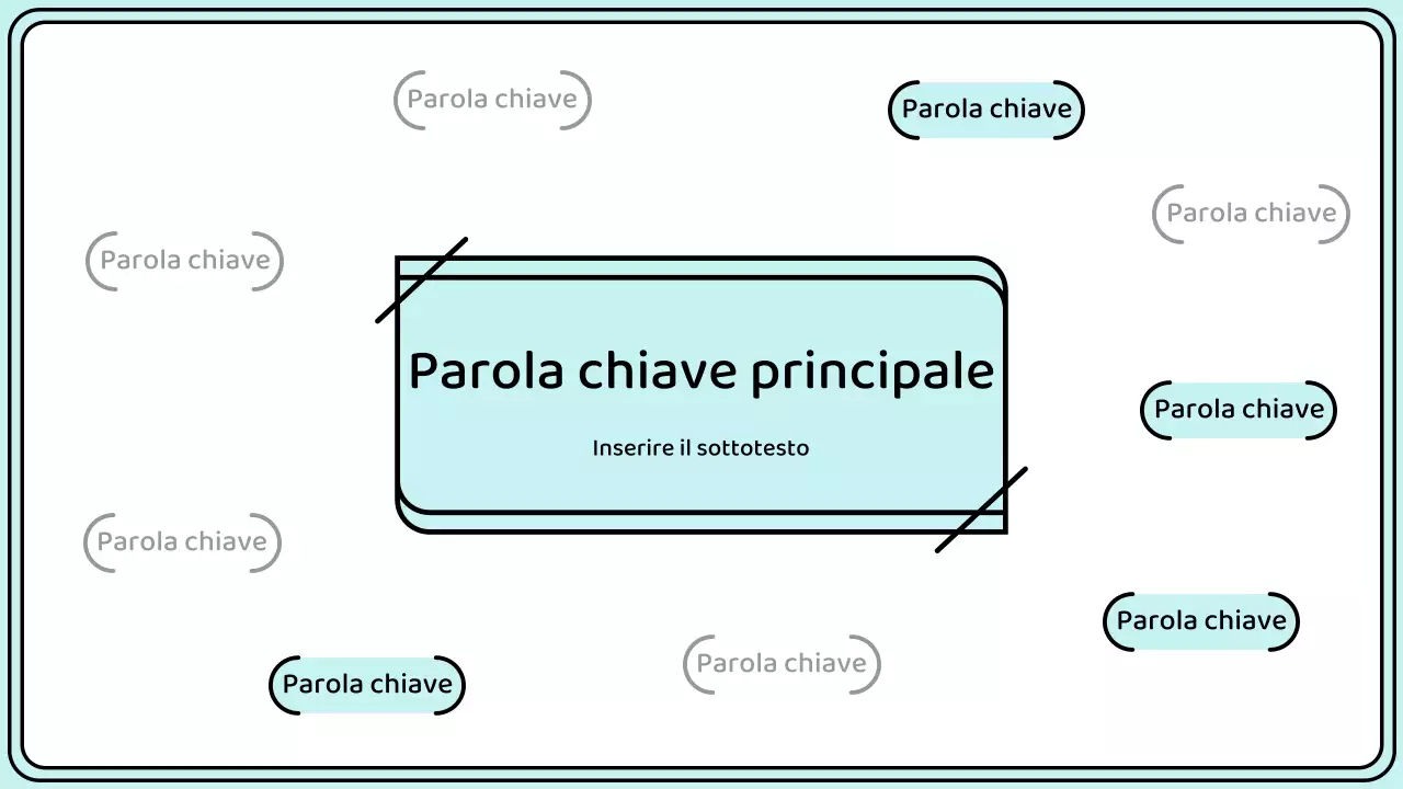 Evidenziate le parole chiave con un semplice stile a linee in giallo e menta.